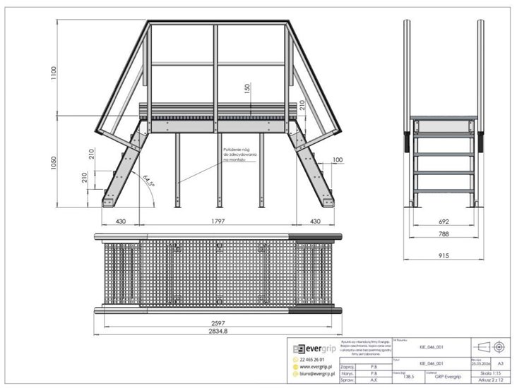 Platforma pomostowa wysokość 1000mm