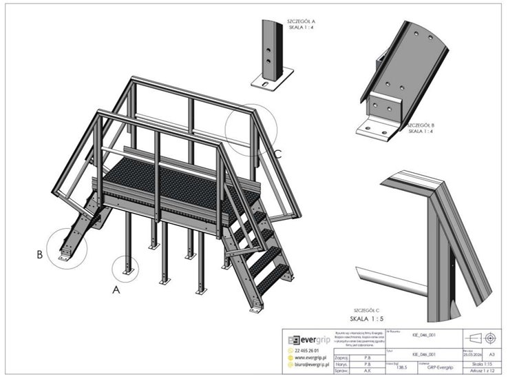 Platforma pomostowa wysokość 1000mm