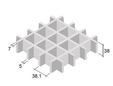 Krata ażurowa żłobiona 38mm, wym. 390x1111mm